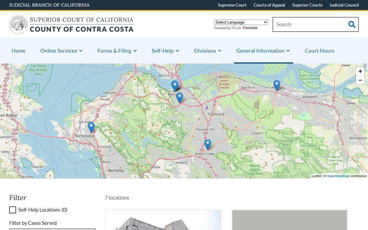 Contra Costa County court locations index