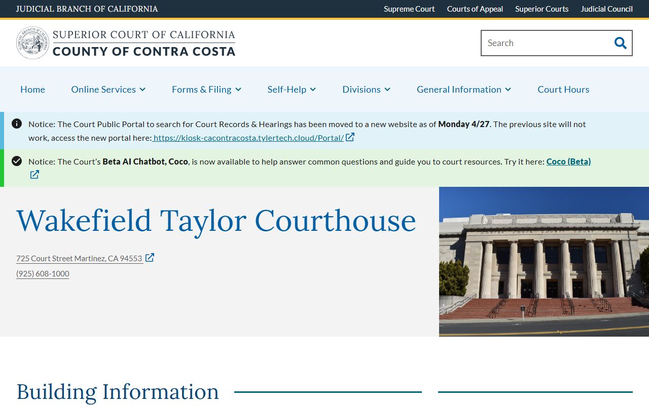 Contra Costa County Wakefield Taylor Courthouse page