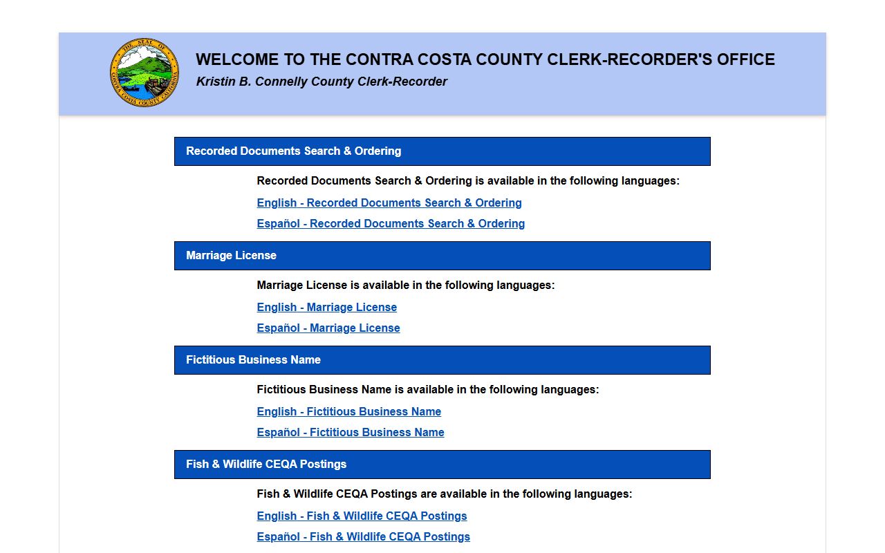 Contra Costa County Clerk-Recorder portal