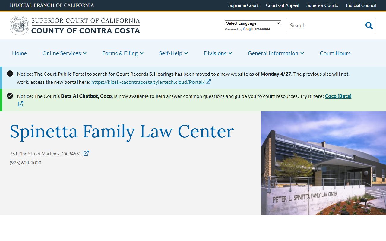 Contra Costa County Clerk of the Superior Court Spinetta Family Law Center