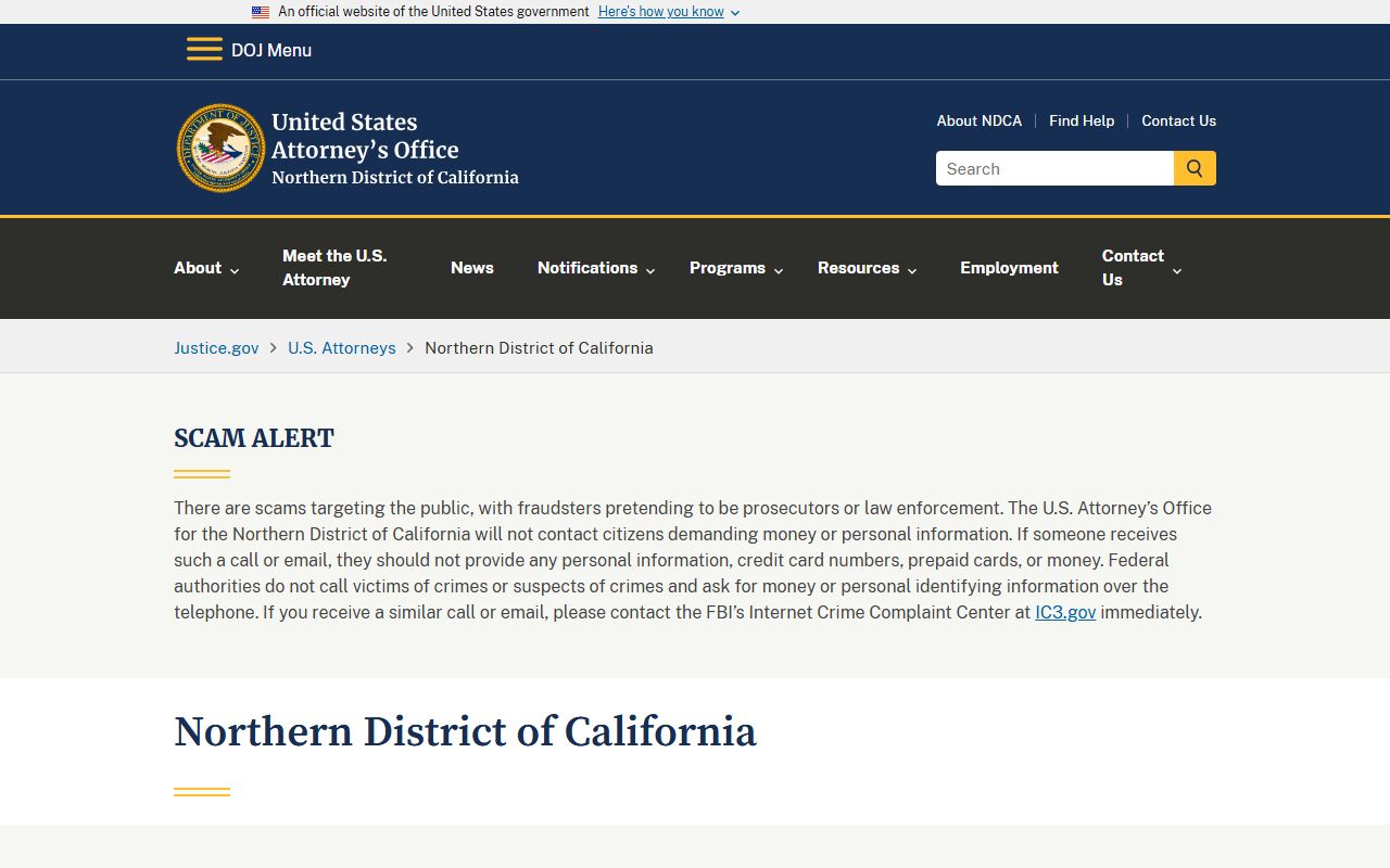 Contra Costa County federal U.S. Attorney Northern District California