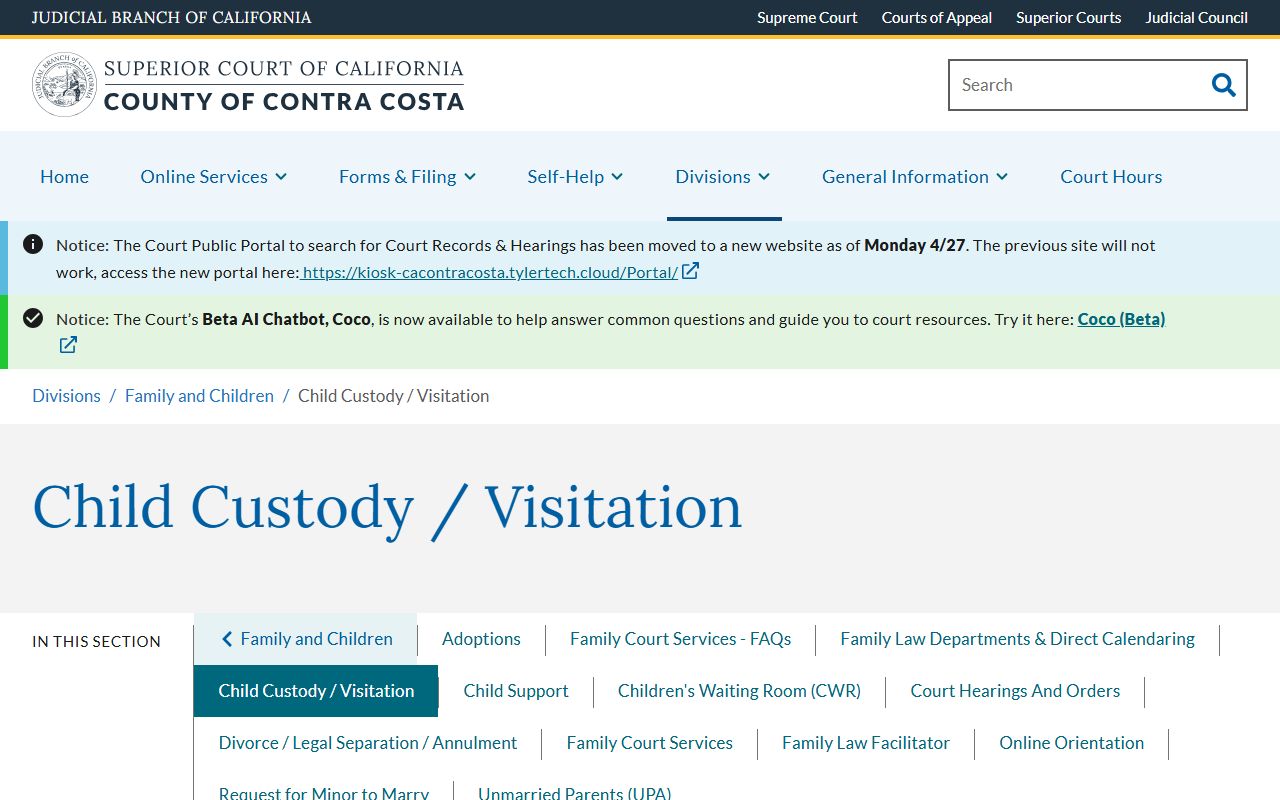 Contra Costa County Marriage and Divorce child custody and visitation