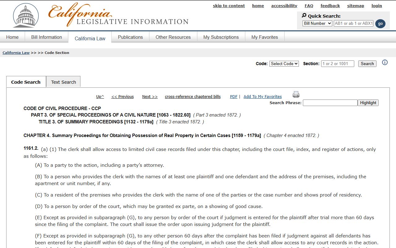 Contra Costa County Public Records Code of Civil Procedure 1161.2