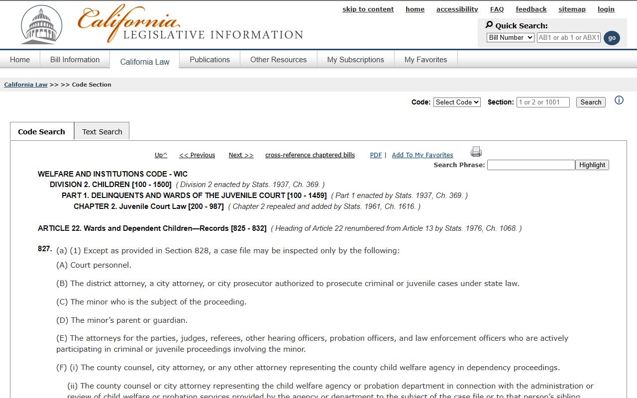 Contra Costa County Public Records Welfare and Institutions Code 827